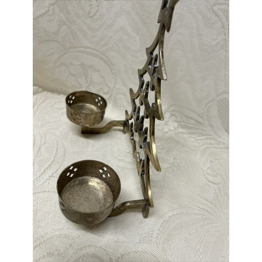 Vintage Silver‎ Plated Christmas Tree 2 Candle Holder International Silver Co